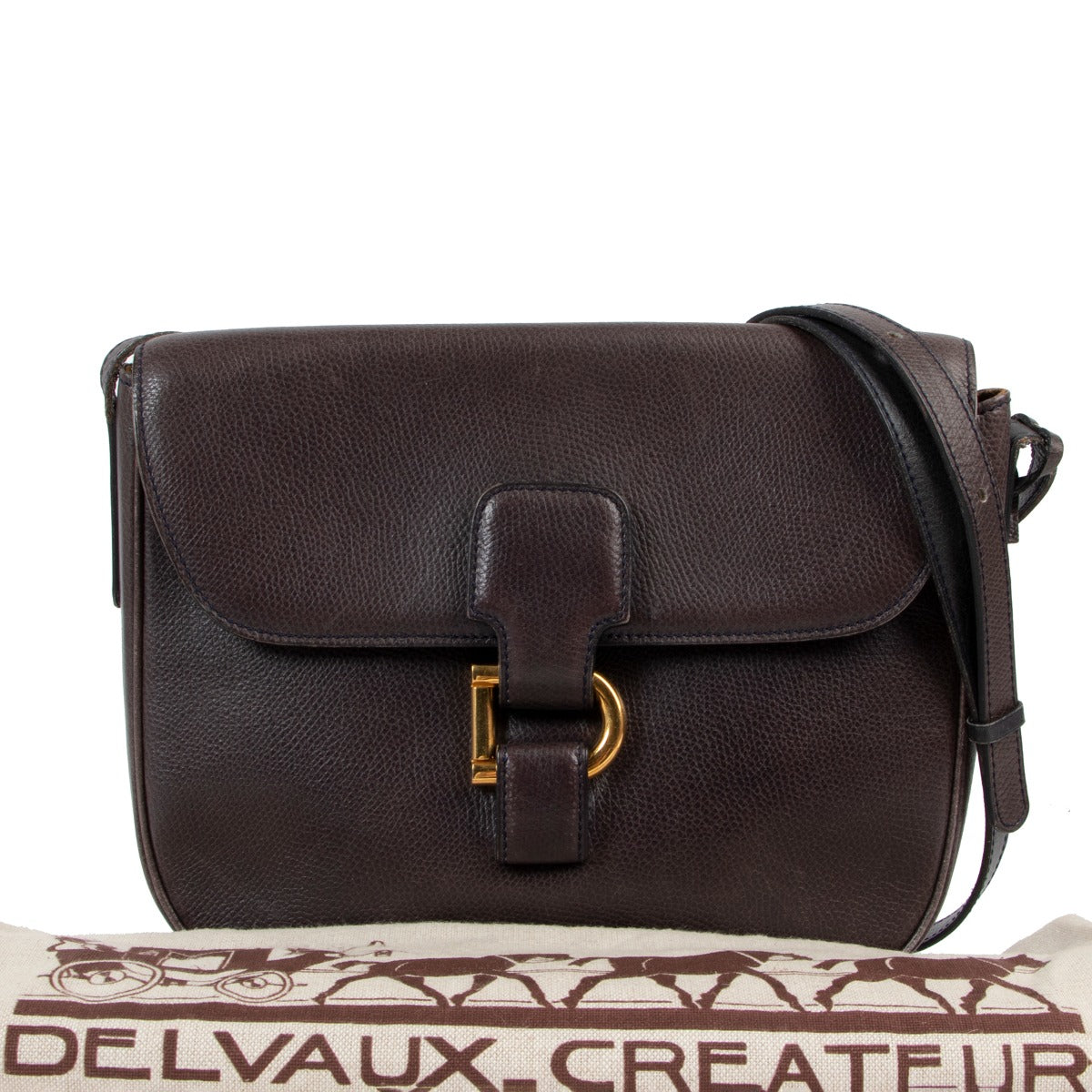 Shop second hand luxury designer vintage Delvaux Navy Blue D Ring Crossbody Bag at Labellov.