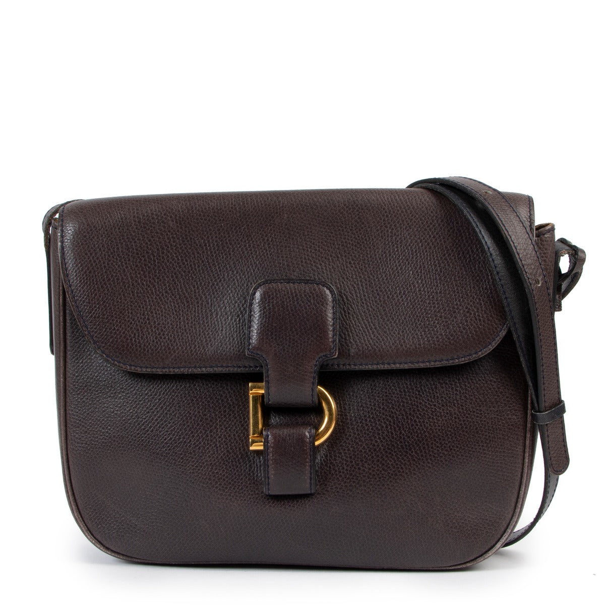 Shop second hand luxury designer vintage Delvaux Navy Blue D Ring Crossbody Bag at Labellov.