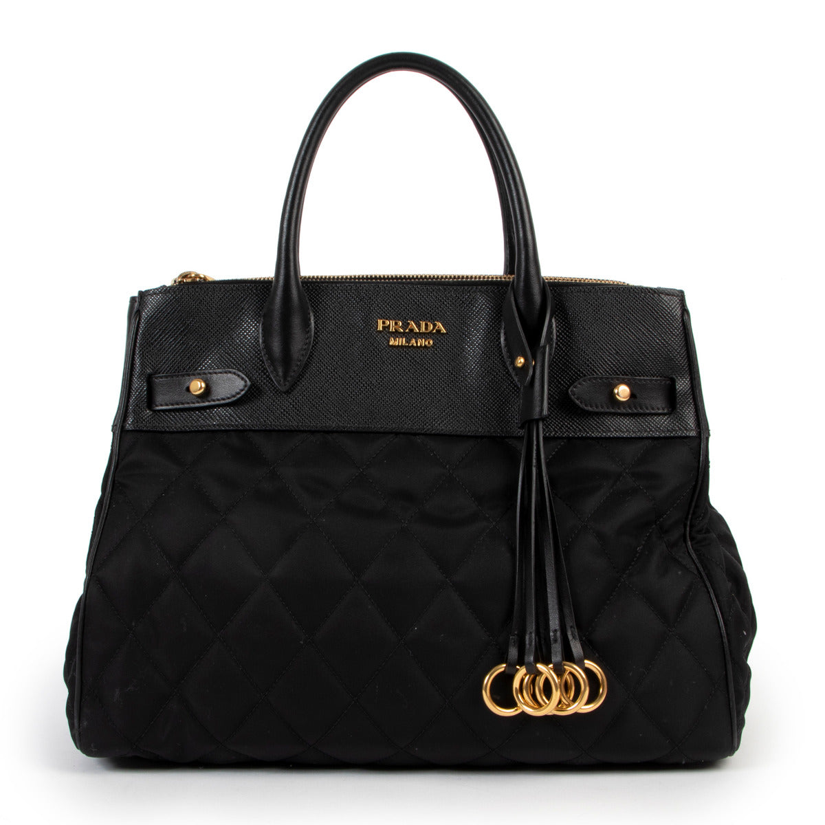 Sac à poignée supérieure en vinyle noir Prada