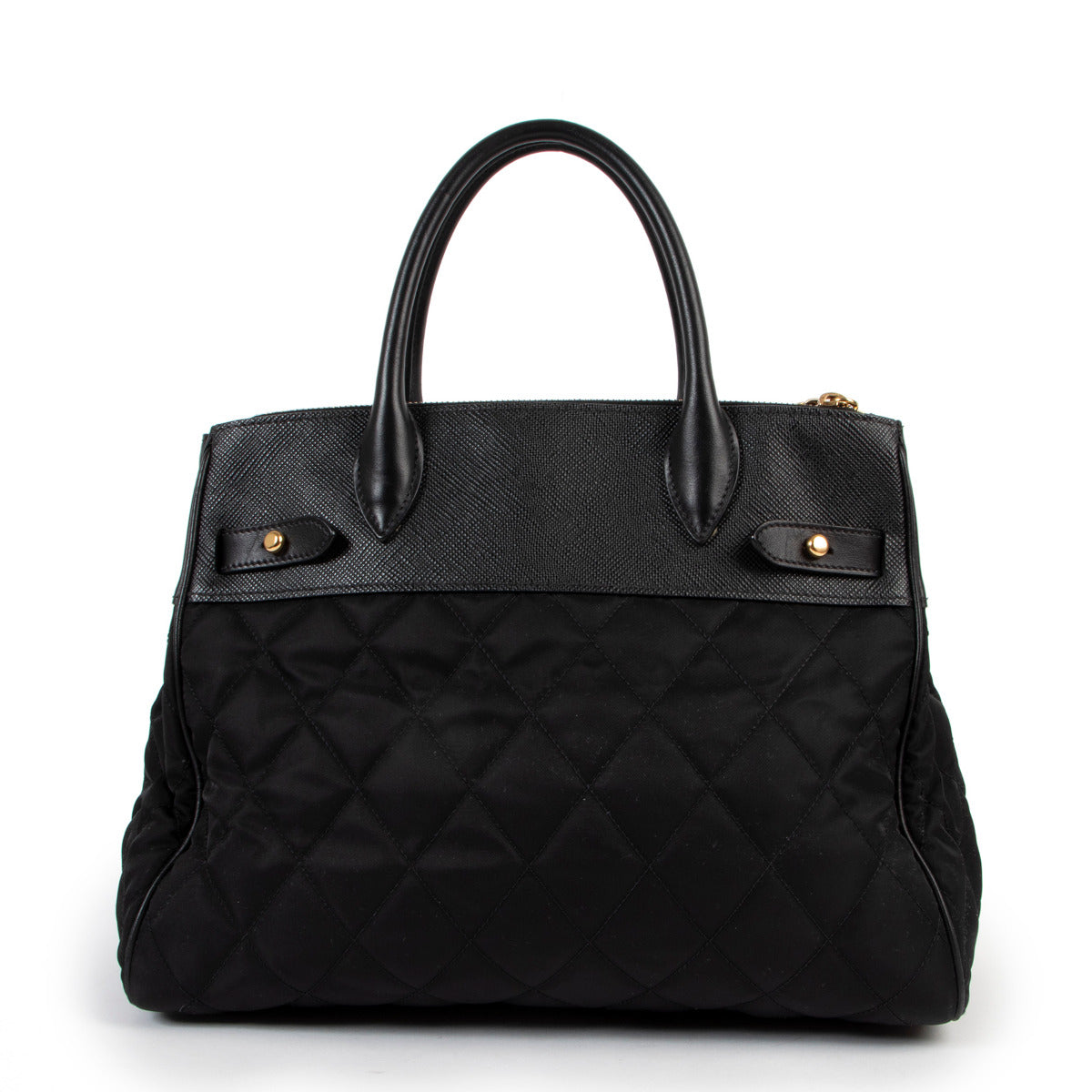 Sac à poignée supérieure en vinyle noir Prada
