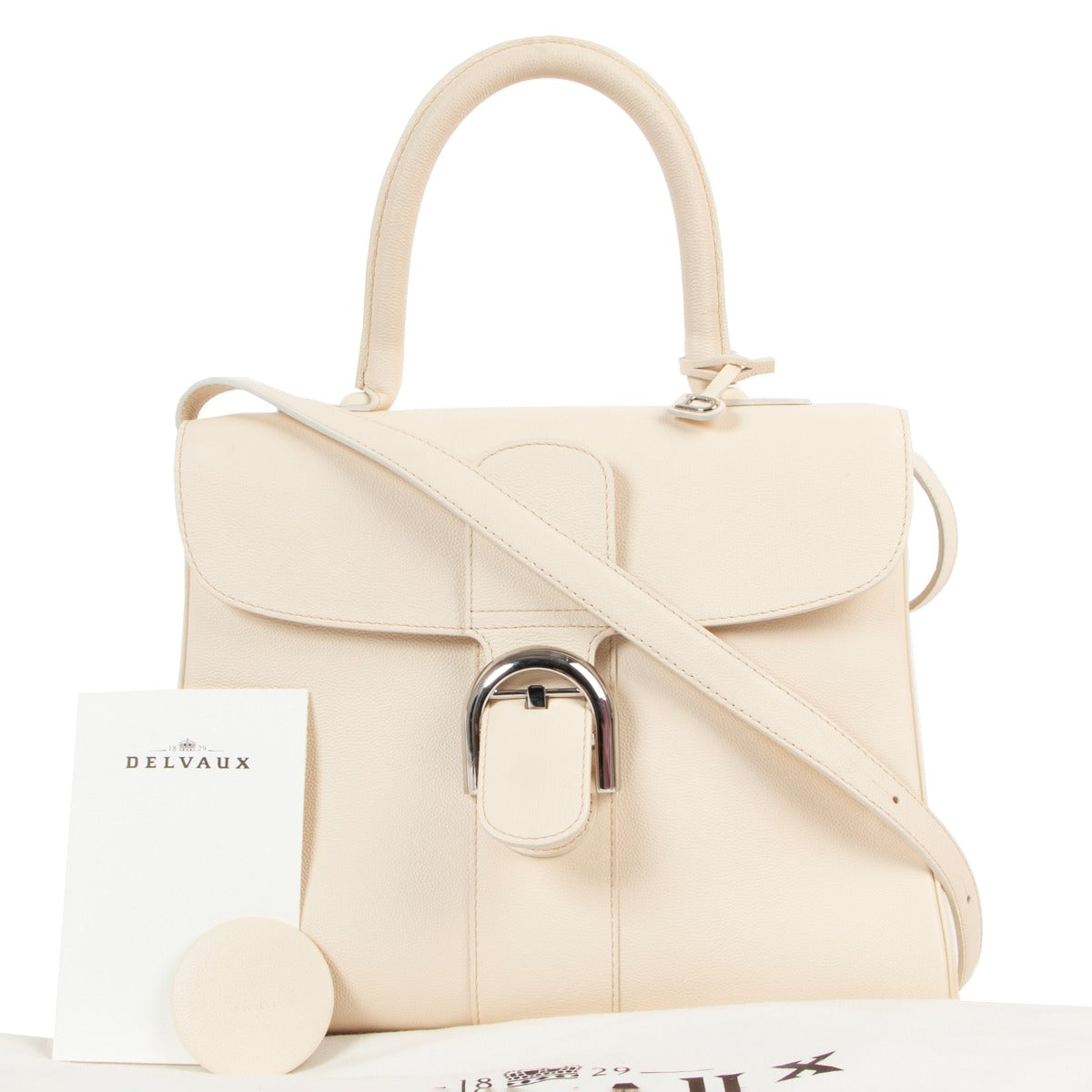 Shop second hand designer luxury Delvaux Brillant MM Diamant Ivory Handbag at Labellov.