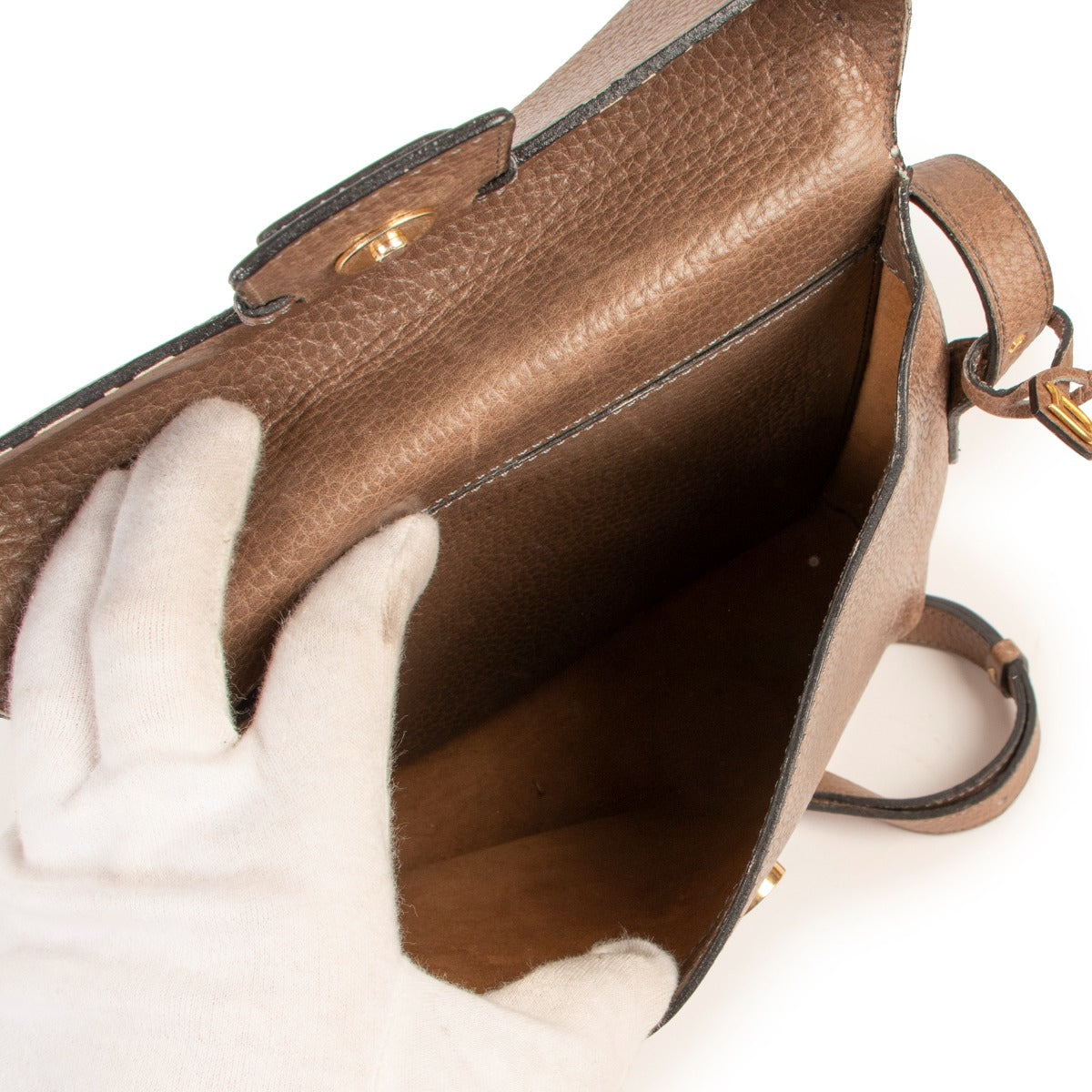 Shop second hand luxury designer Delvaux Vintage Taupe Leather Crossbody Bag at Labellov.