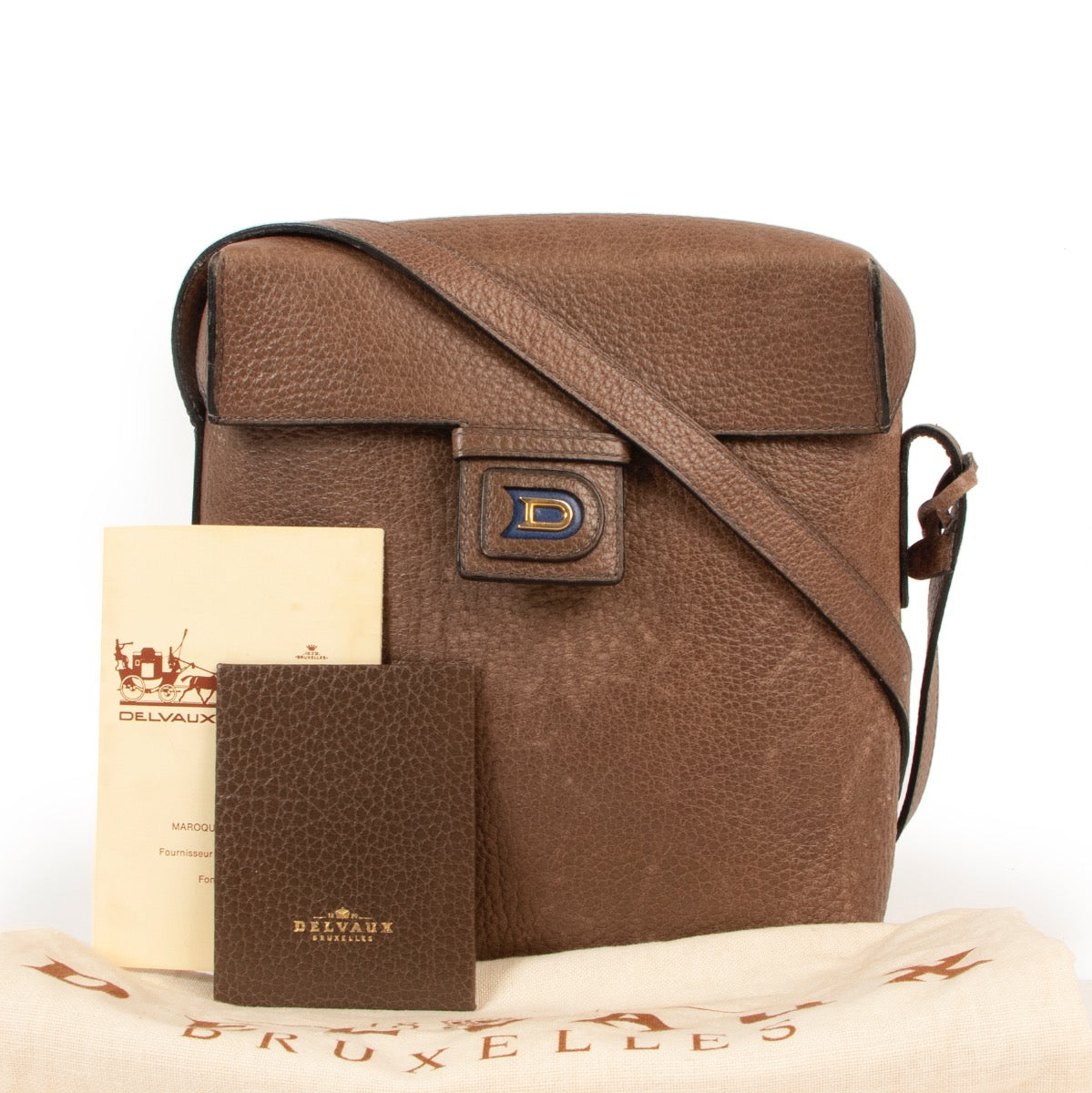 Sac bandoulière Delvaux vintage en cuir taupe