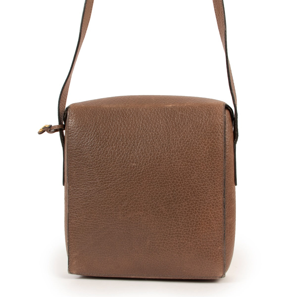 Shop second hand luxury designer Delvaux Vintage Taupe Leather Crossbody Bag at Labellov.