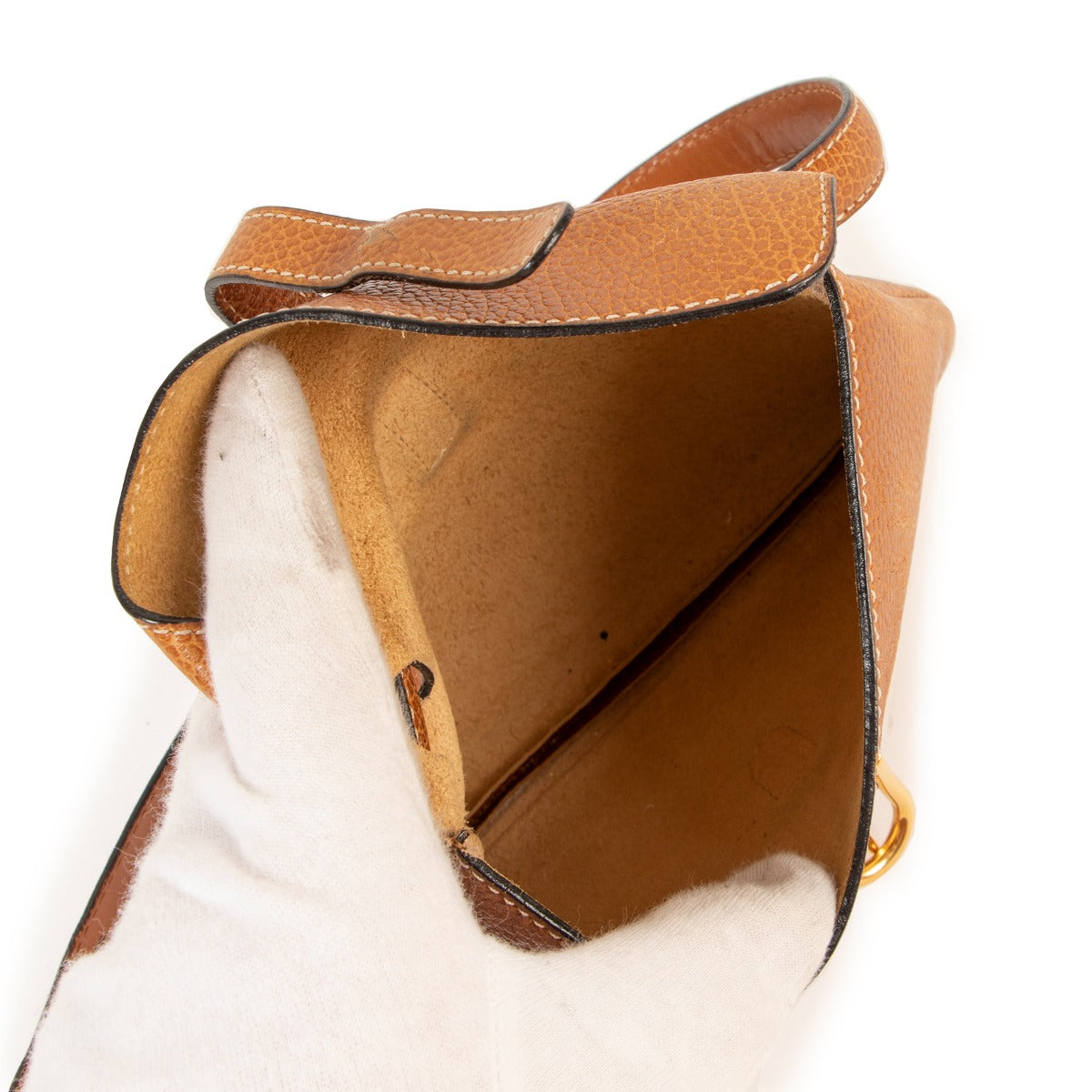 Shop online second hand luxury designer Delvaux Vintage Cognac Buckle Mini Belt Bag at Labellov.
