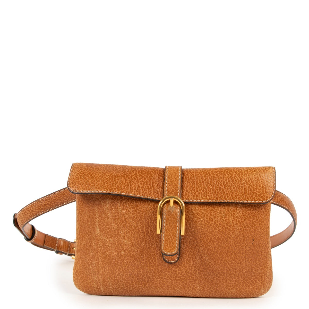 Shop online second hand luxury designer Delvaux Vintage Cognac Buckle Mini Belt Bag at Labellov.