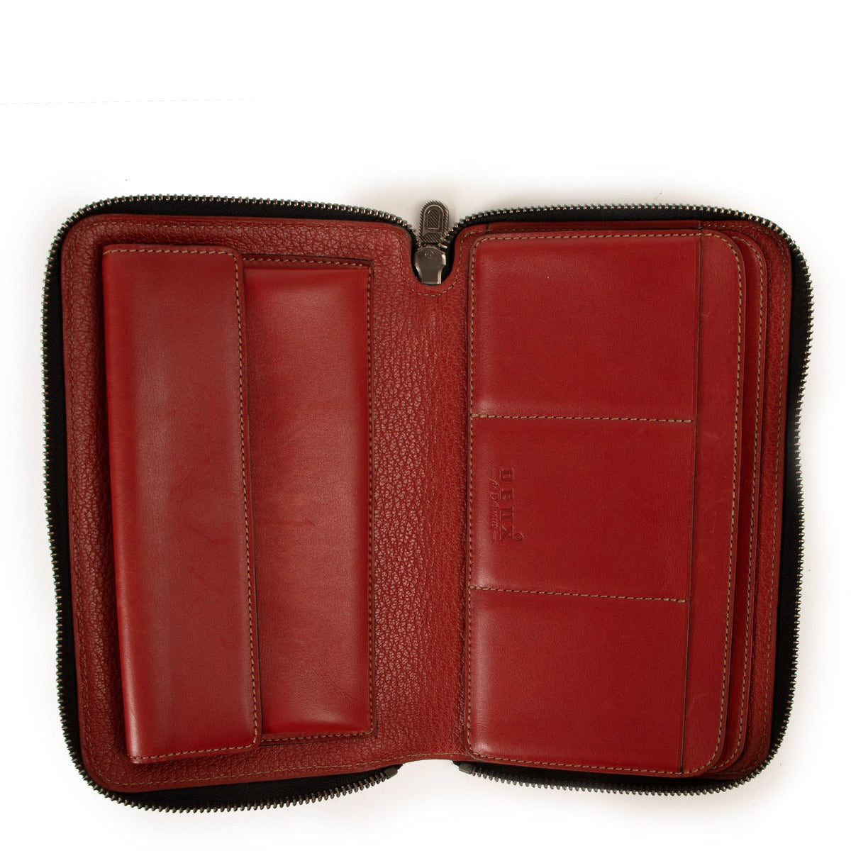Shop authentic second hand designer vintage luxury fashion Delvaux Red Leather Zip Around Wallet at Labellov.