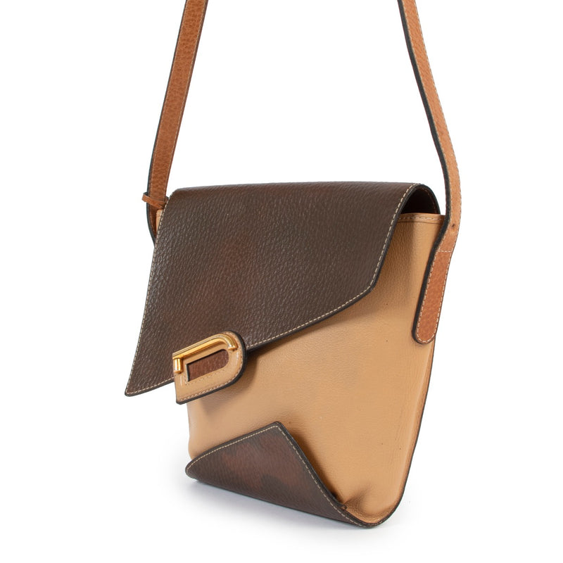 Buy an authentic second hand Delvaux Brown and Camel Leather Crossbody at Labellov