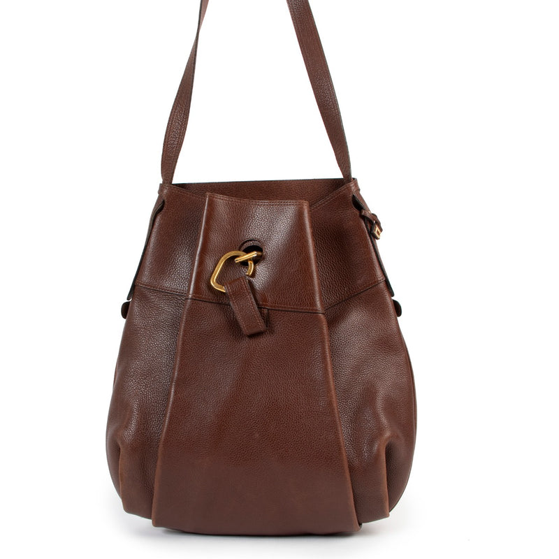 Buy an authentic second hand Delvaux Brown Faust Leather Shoulder Bag at Labellov