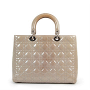 Shop authentic vintage second hand designer luxury Christian Dior Grey Large Lady Dior Patent Leather Handbag at Labellov