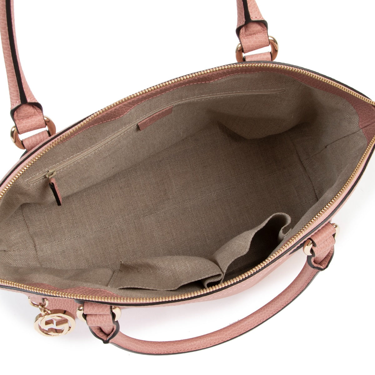 Shop authentic second hand luxury designer Gucci GG Charm Soft Pink Leather Dome Bag at Labellov.