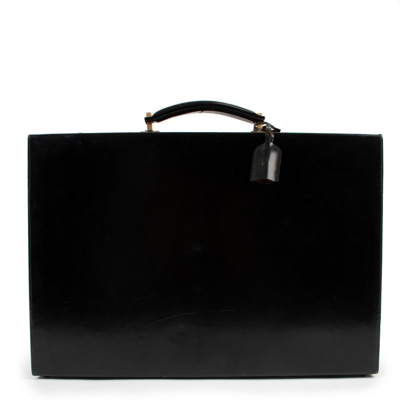 Shop authentic second hand designer luxury Delvaux Vintage Black Polished Leather Briefcase at Labellov.