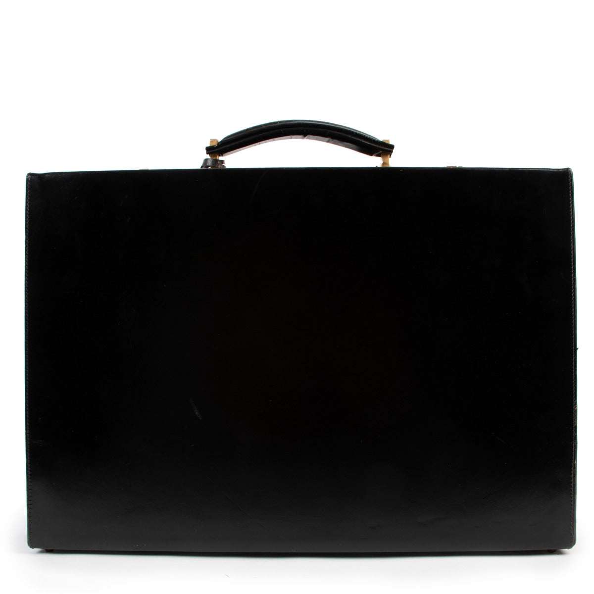 Shop authentic second hand designer luxury Delvaux Vintage Black Polished Leather Briefcase at Labellov.