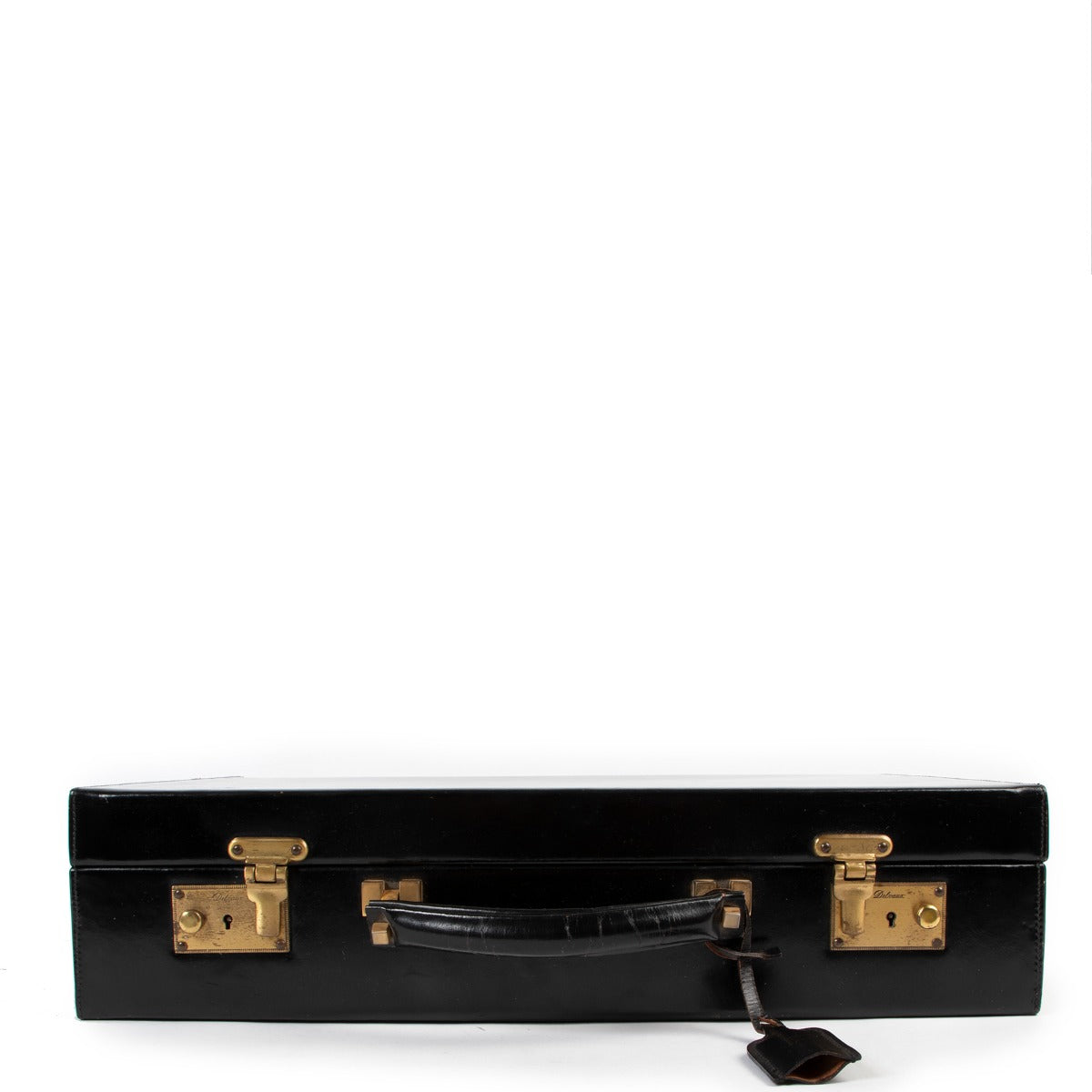 Shop authentic second hand designer luxury Delvaux Vintage Black Polished Leather Briefcase at Labellov.