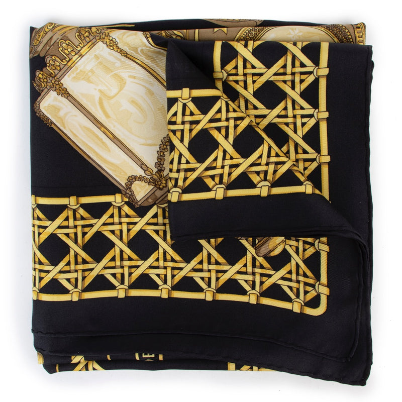 Buy an authentic second hand Hermès Feux De Route Black Silk Scarf in good condition at Labellov