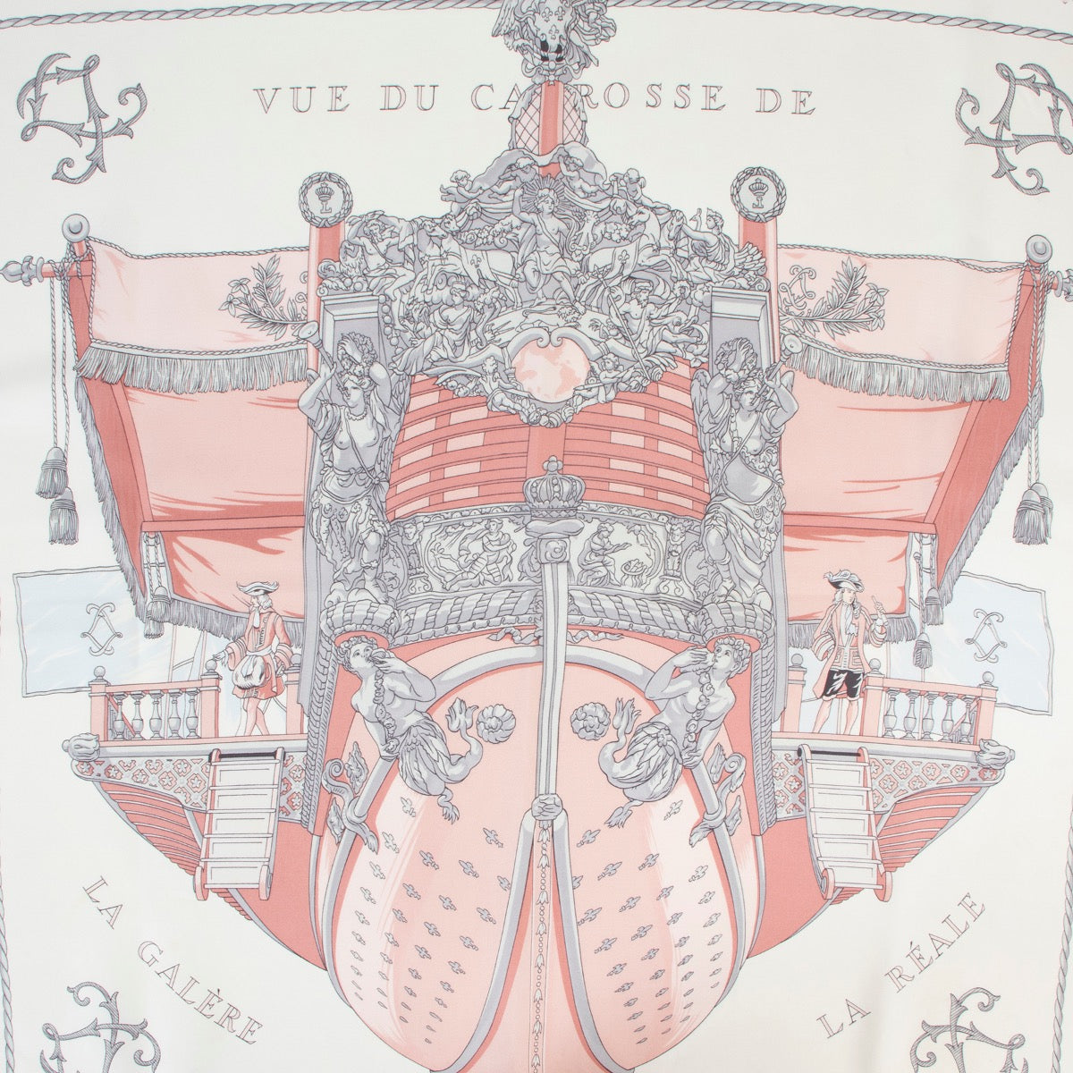 Buy an authentic second hand Hermès Vue Du Carrosse De La Galère La Réale Silk Carré in good condition at Labellov.
