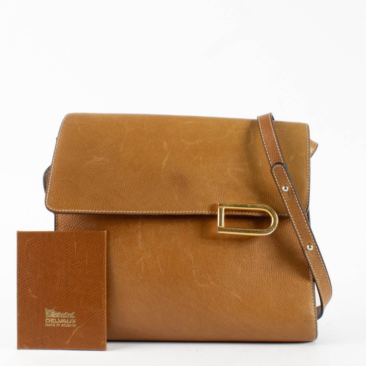 Authentic preloved Delvaux Camel Clarion Crossbody Bag on Labellov.comv