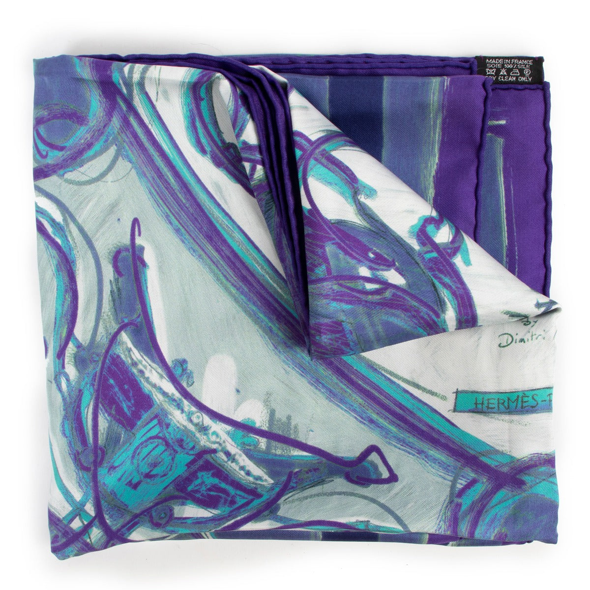 Shop safe online at Labellov in Antwerp this 100% authentic second hand Hermès Purple Silk New Springs Scarf