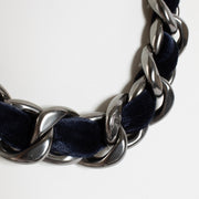 Authentic second hand Chanel 13B Blue Velvet Woven Chain Necklace on Labellov.com