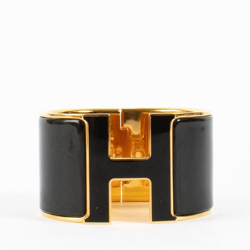 Hermès Black Extra Wide Clic Clac H Bracelet