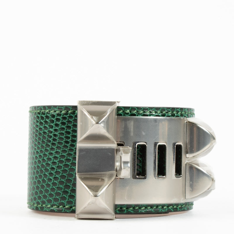 Hermès Vert Moyen Lizard Collier de Chien Bracelet