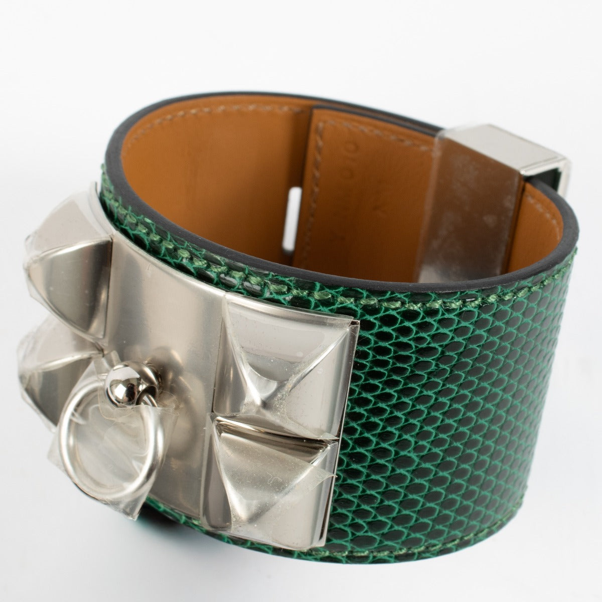 Hermès Vert Moyen Hagedis Collier de Chien Armband - Maat T2