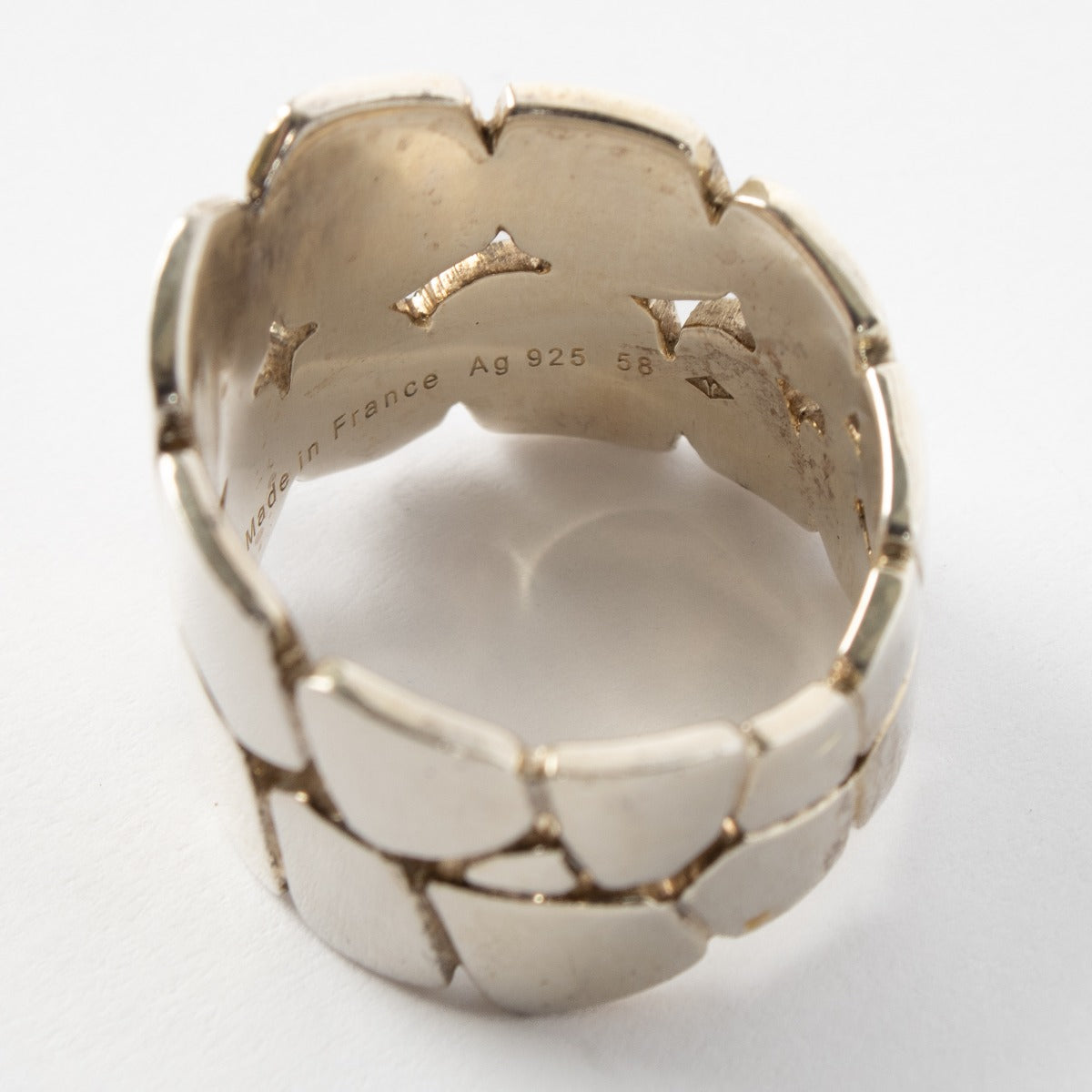 Hermès Sterling Silver Niloticus Eclat Ring - Size 58