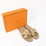 Authentic second hand Hermès Beige Lin Oran Sandals - Size 41 on Labellov.com