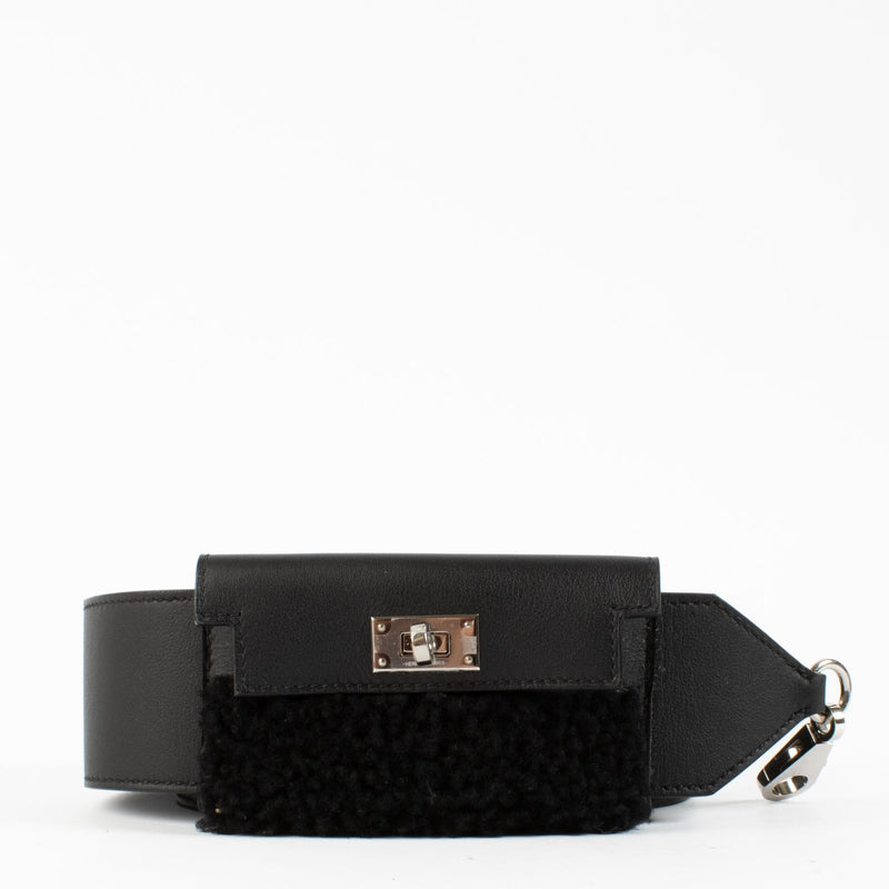 Authentic second hand Hermès Black Kelly Pocket Pluch Bag Strap on Labellov.com