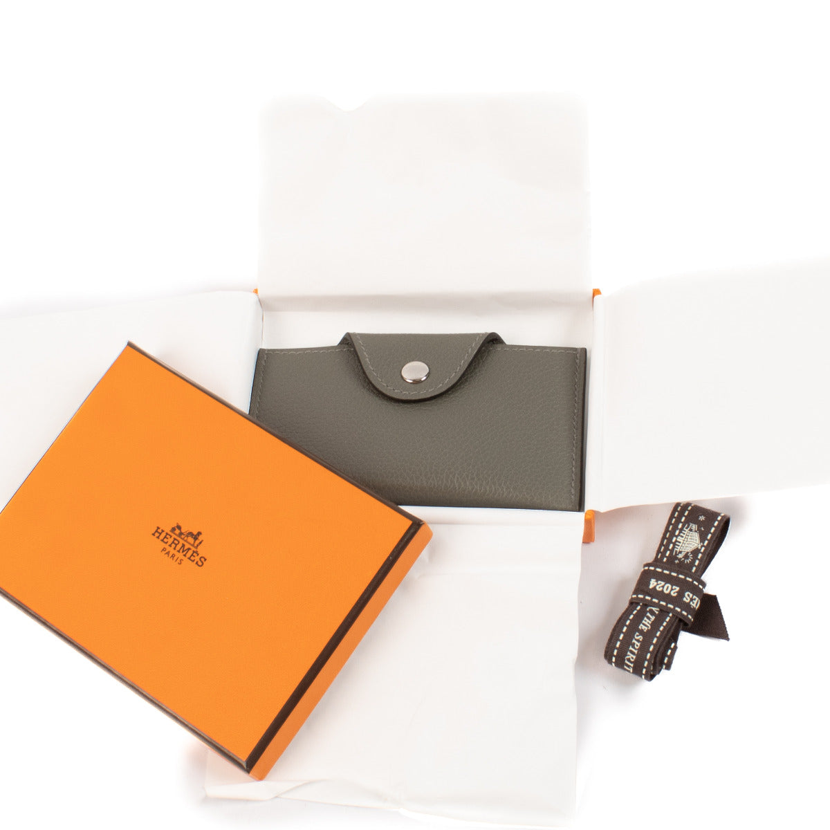 Hermès Etoupe Evercolor Iliade Card Holder