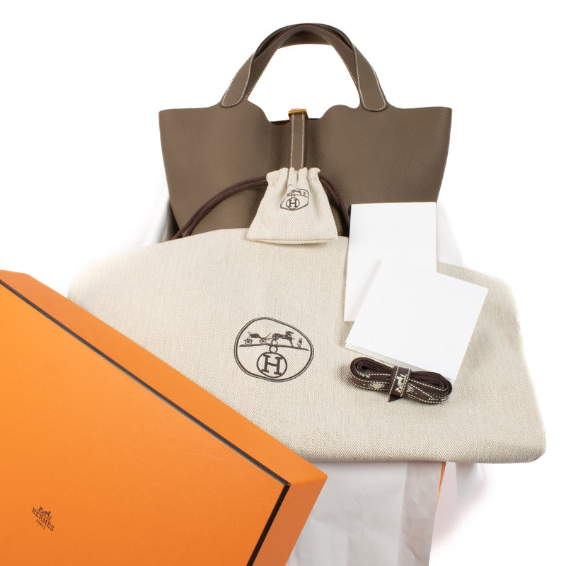 Hermès Picotin Lock 22 Etoupe Taurillon Clemence GHW