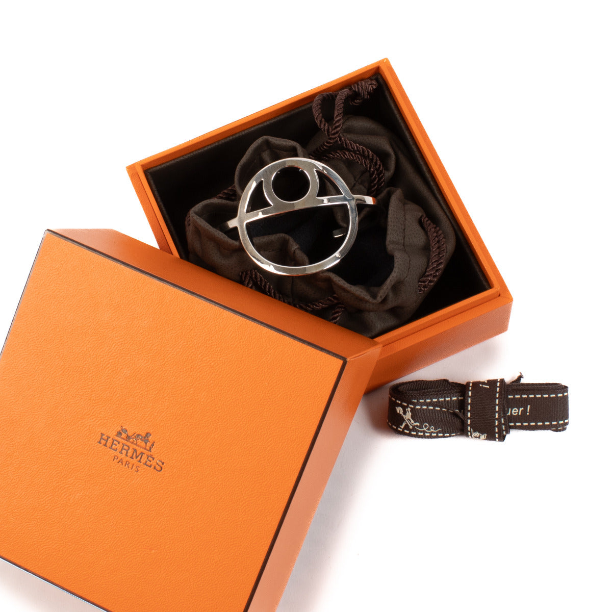 Hermès Game Long Anchor Silver Bracelet - Size SH