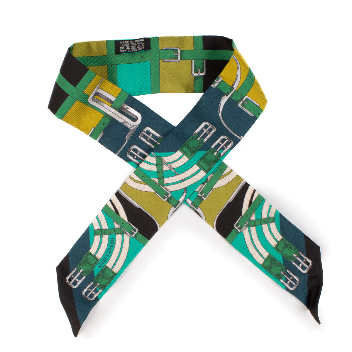 Hermès Silk Buckle Print Twilly Scarf aan de beste prijs bij Labellov tweedehands luxe in Antwerpen en Knokke.