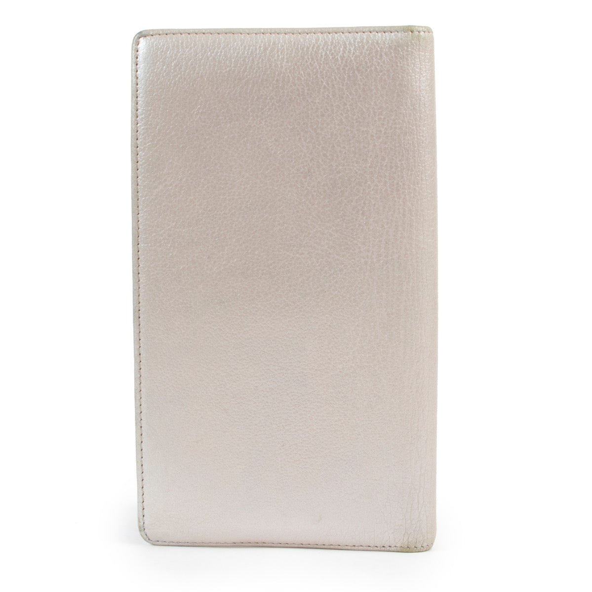 Shop authentic second hand designer vintage Chanel Metallic Silver Camellia Long Flap Wallet at Labellov.