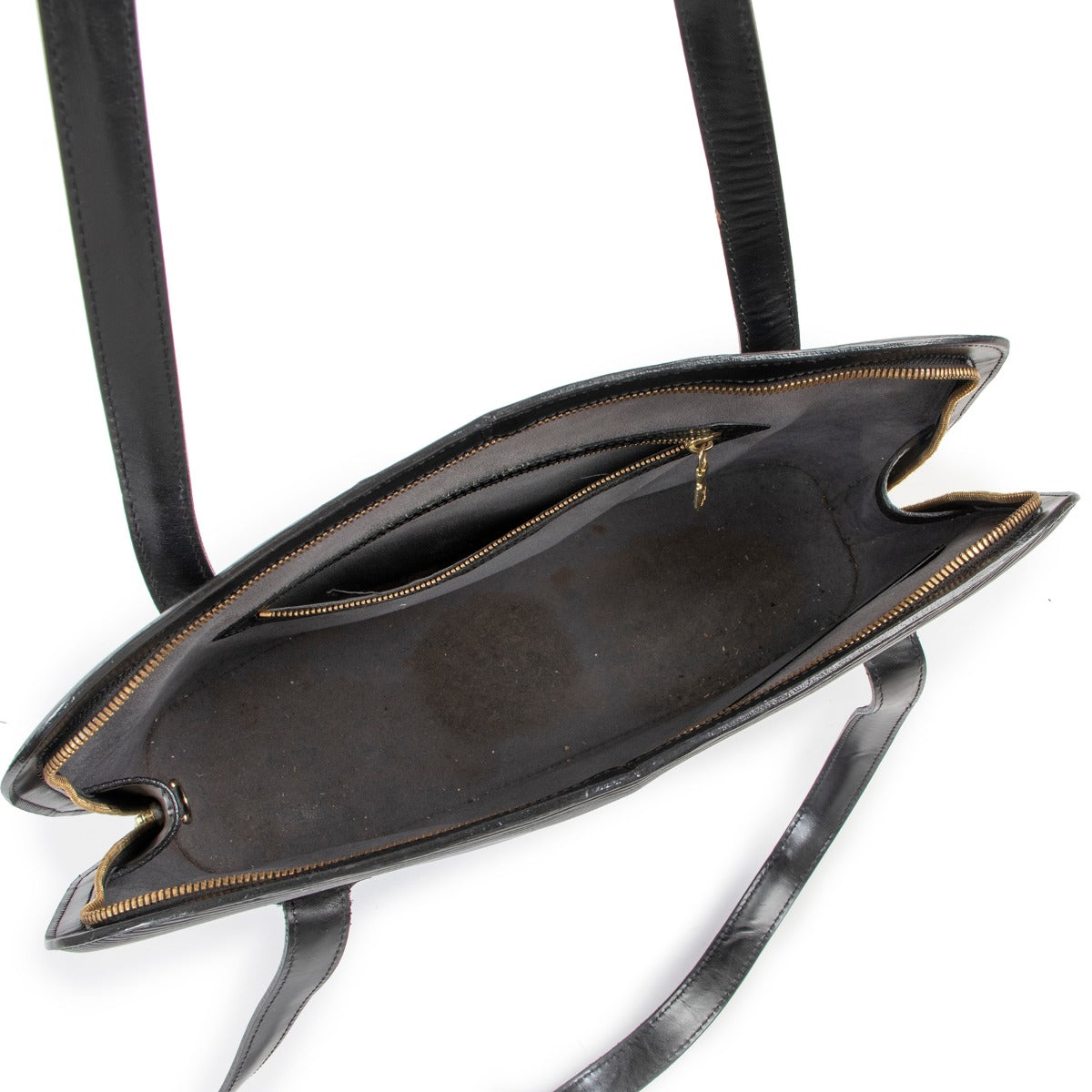 Shop safe online at Labellov in Antwerp this 100% authentic second hand Louis Vuitton Lussac Black Epi Leather Tote Bag