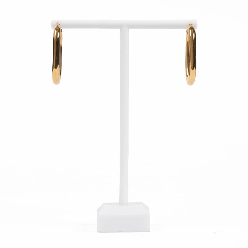 Celine Gold Brass Toned Oval Hoop Earrings