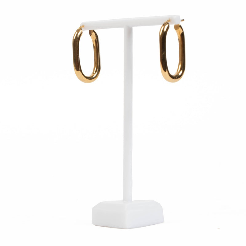 Celine Gold Brass Toned Oval Hoop Earrings