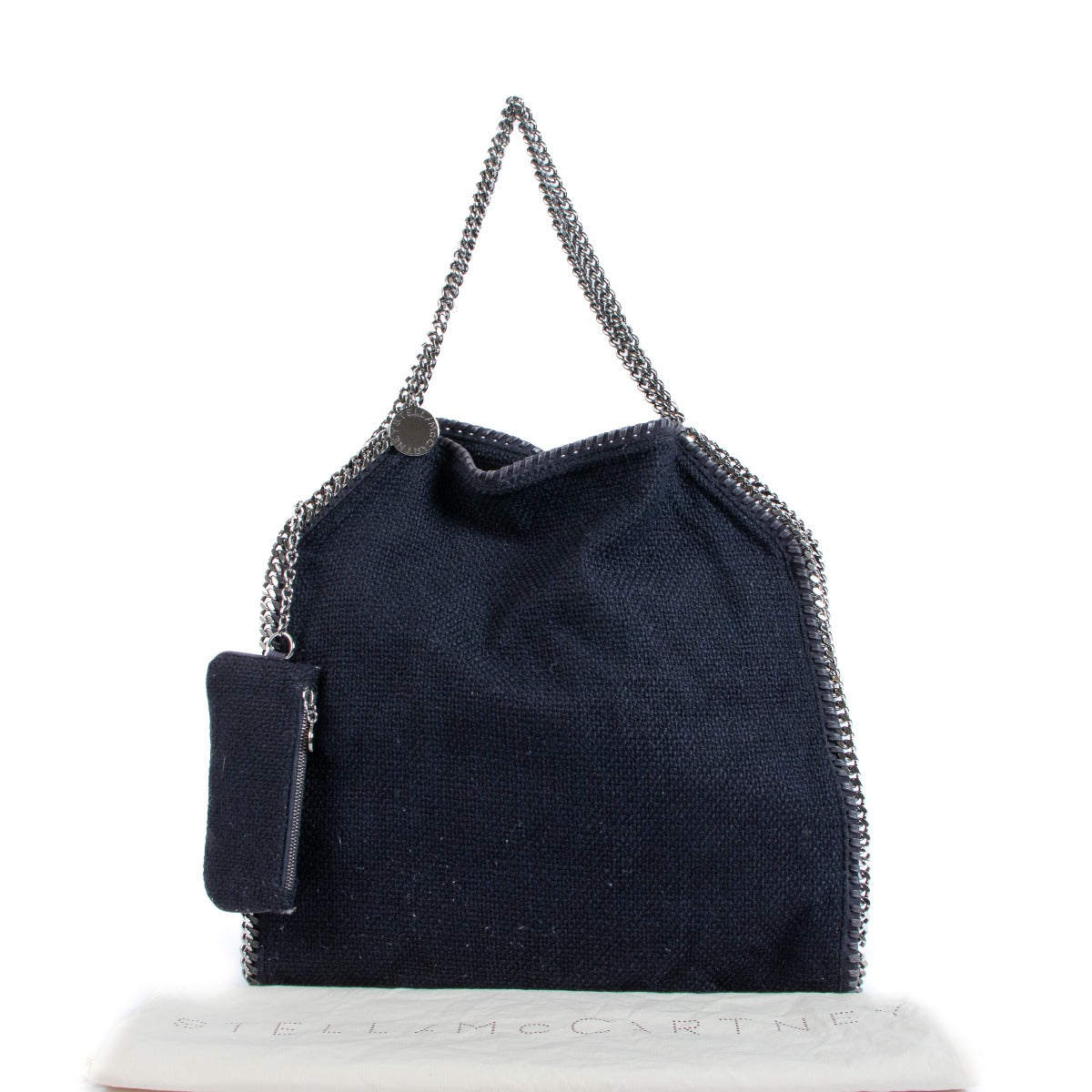 Stella McCartney Navy Blue Chenille Maxi Falabella Shoulder Bag