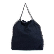 Stella McCartney Navy Blue Chenille Maxi Falabella Shoulder Bag