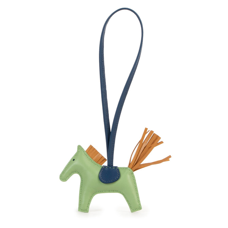 Hermès Rodéo PM Vert Crique/Sésame/Bleu de Malte Bag Charm