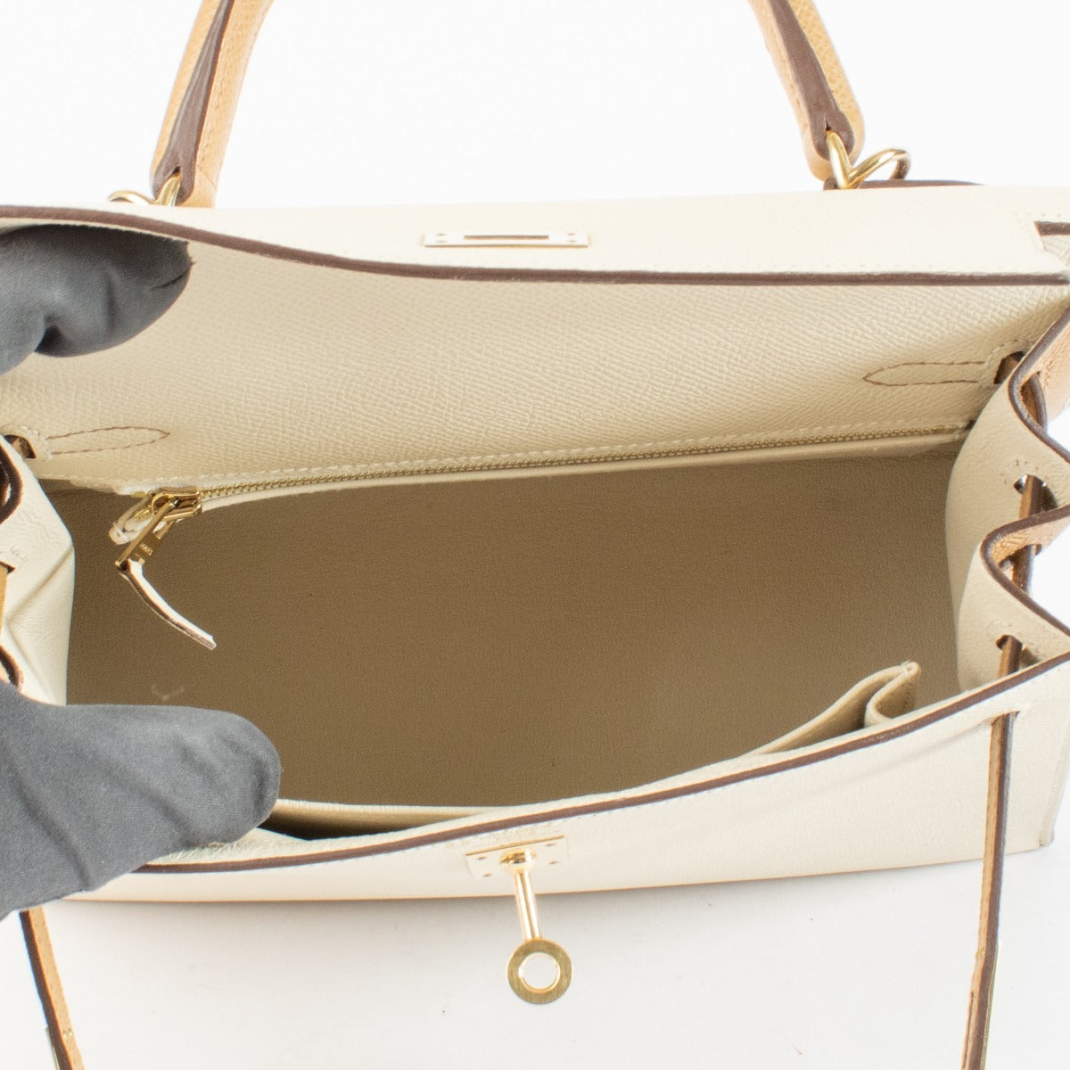 Hermès HSS Kelly 25 Craie/Biscuit Epsom GHW