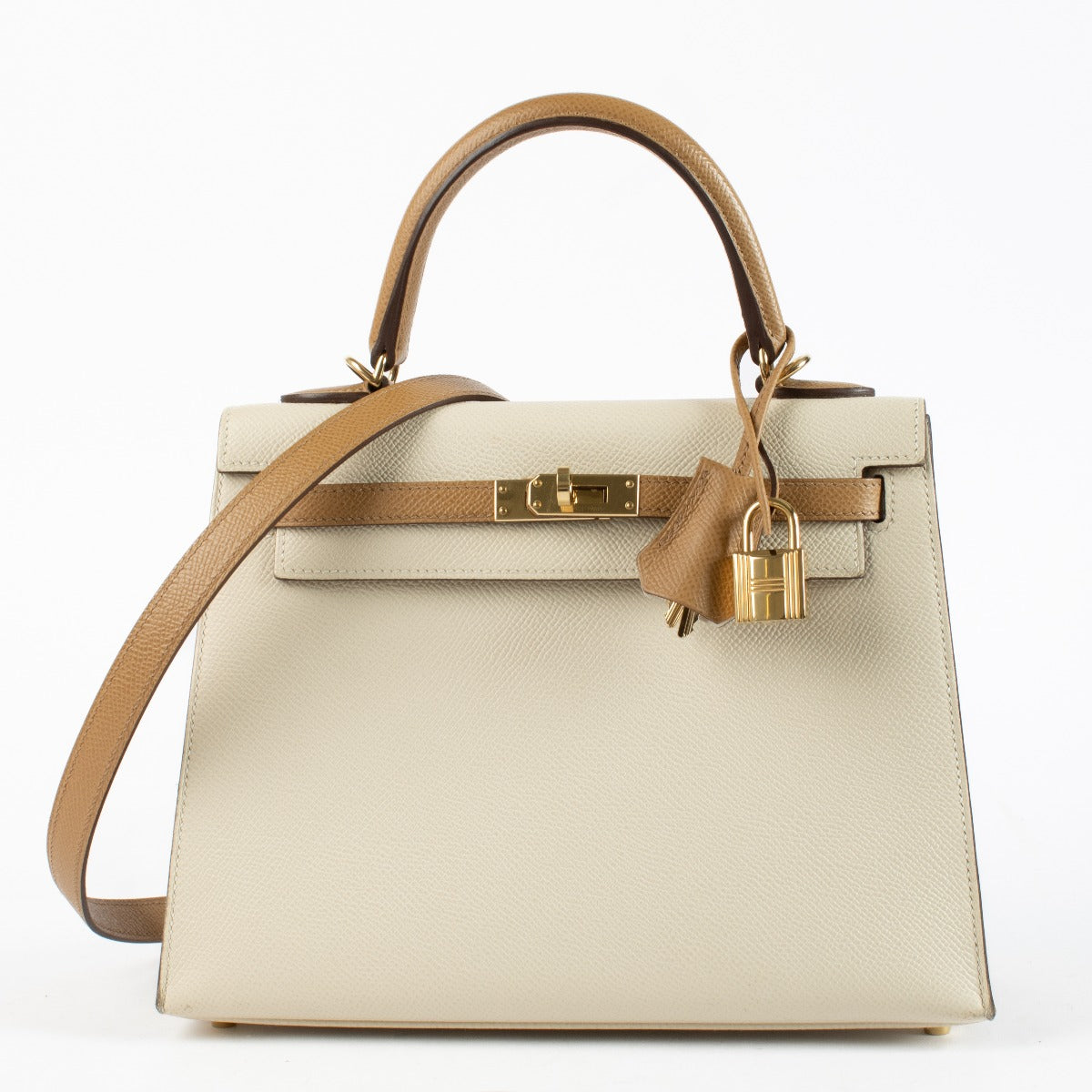 Hermès HSS Kelly 25 Craie/Biscuit Epsom GHW