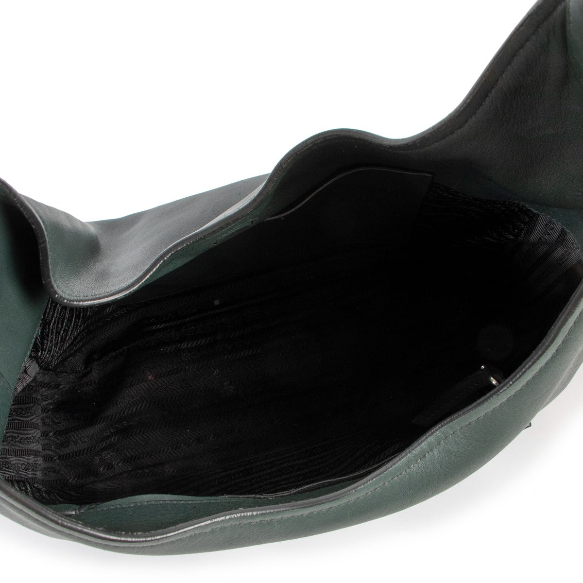 Shop authentic second hand designer vintage luxury Prada Vitello Corsica Smeraldo Green Hobo Bag.