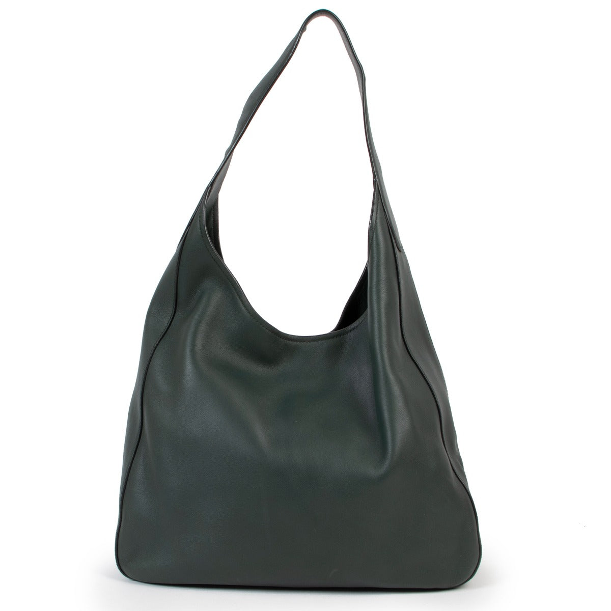 Shop authentic second hand designer vintage luxury Prada Vitello Corsica Smeraldo Green Hobo Bag.