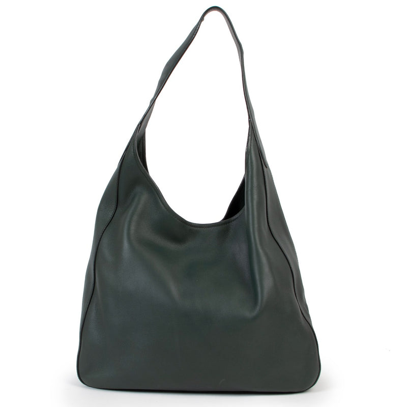 Shop authentic second hand designer vintage luxury Prada Vitello Corsica Smeraldo Green Hobo Bag.