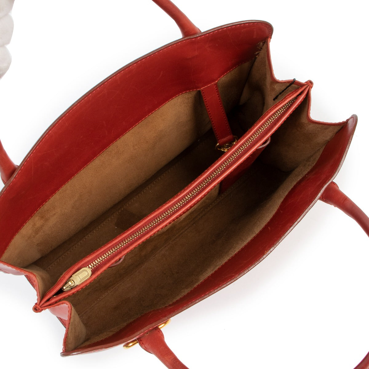 Shop second hand authentic designer vintage Delvaux Red Leather Tote Bag at Labellov.