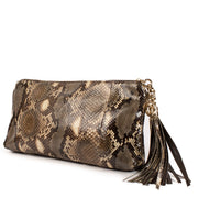 Shop safe online at Labellov in Antwerp, Brussels and Knokke this 100% authentic second hand Gucci Python Sienna Tassel Clutch
