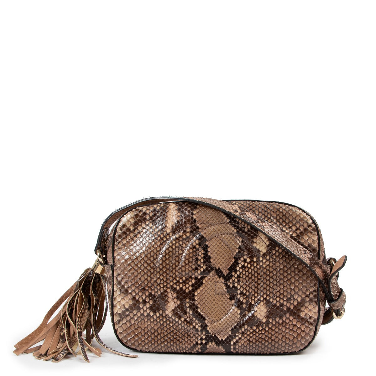 Buy an authentic second hand Gucci Soho Disco Brown Python Crossbody in very good condition at Labellov
