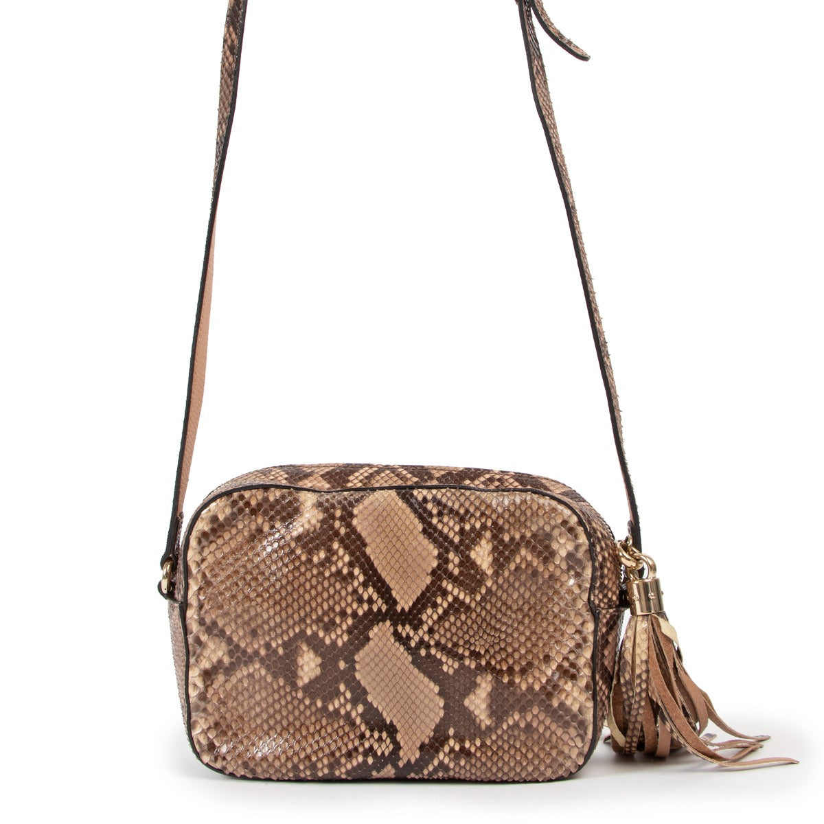 Buy an authentic second hand Gucci Soho Disco Brown Python Crossbody in very good condition at Labellov