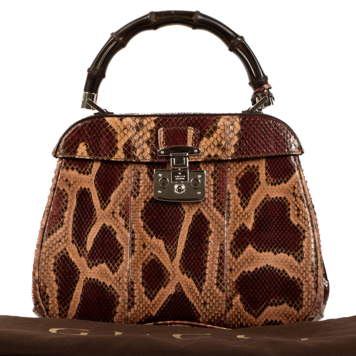 Shop 100% authentic second-hand Gucci Burgundy Lady Lock Python Top Handle on Labellov.com